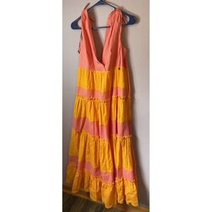 LTD Coral Mango Eyelet Pink Orange Maxi Dress Size 8 $219